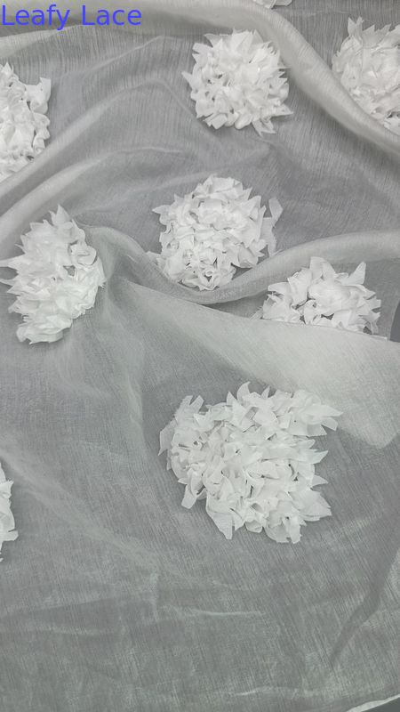 Leafy Tulle Mesh Fabric Embroidered Lace Fabric Floral Breathe Mesh Leafy For Costumes