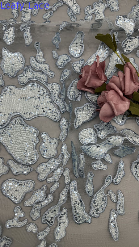 Intricate Venise Lace Rich Patterns Great for Vintage Eｍbroidered Sequin Embroidery Fabric Shining
