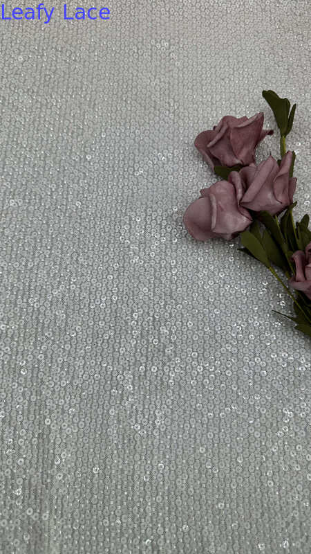 Sequin Embroidered Lace Fabric Luxary Design Floral Customized Factory for Gowns