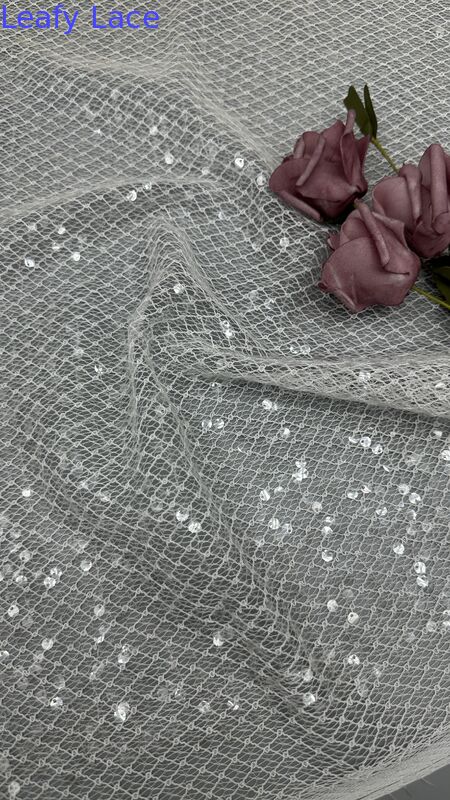 Sequin Embroidered Lace Fabric Customized Leafy Customized News Manufacturer Custom Design