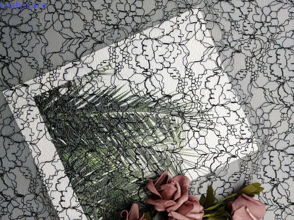 Blue Floral Cord Lace Embroidery Lightweight Corded Lace Party Fabric