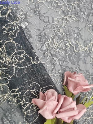 Tela floral frondosa bordada OEKO TEX Standard 100 del cordón 3D para la modistería