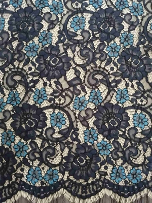57" dos Tone Floral Corded Lace Fabric para la ropa de las mujeres