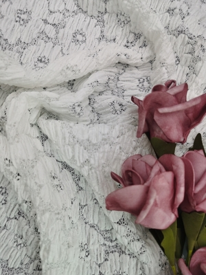 49 pulgadas de color blanco de alta calidad Spandex Floral Tejido de encaje para ropa de dama Vestidos de mujer
