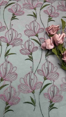 Encaje de flores de tulipán Tela de bordado de colores Vestido de dama Textil