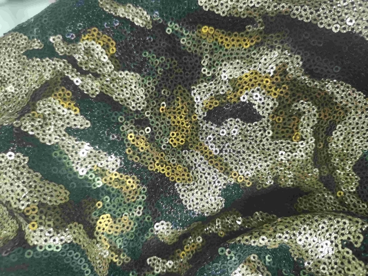 124cm Sequins multicolores Tejido bordado con malla de tierra para el vestido de noche