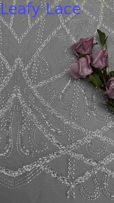 Perlas y tela de malla de túle Tejido bordado Tejido para vestidos de noche Vestidos de marca Fábricas de ropa