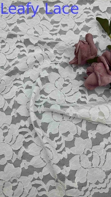 54 pulgadas Blanco Color Estiramiento Floral Corded Tejido de encaje elástico Para ropa de mujer