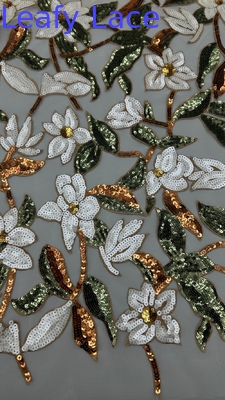 Tejido bordado de malla floral delicada para la decoración del hogar