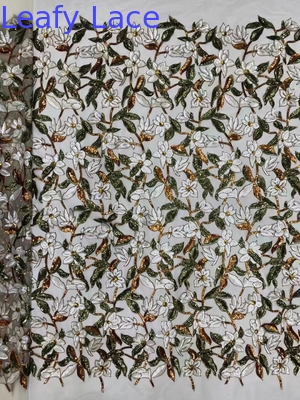 Tejido bordado de malla floral delicada para la decoración del hogar