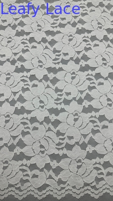 55 pulgadas de ancho Nylon Spandex Blanco Color Estiramiento Floral Diseño de encaje elástico Tejido con vieira Para mujeres de moda vestimenta