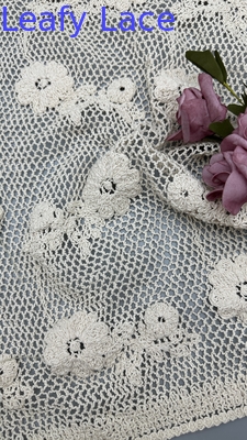 Fabrica de algodón 100% ecológico con bordado de gancho y encaje con patrón floral suave y cómodo