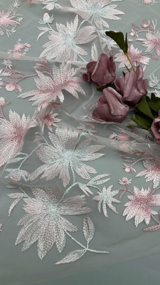 Tejido de encaje floral 3D Tejido de bordado lujoso y elegante Tejido de bordado de alta calidad Tejido de encaje