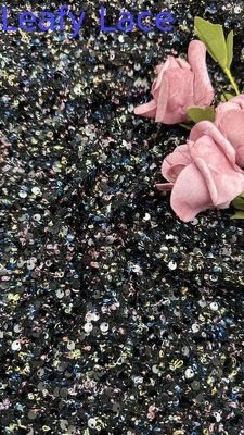 Tejido de encaje metálico Sequin de bordado Tejido de color personalizado