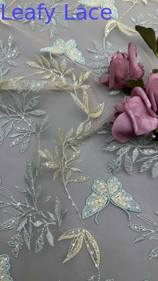 Bordado Tejido de encaje Mariposa Elegante 100% de algodón Estilo de lujo