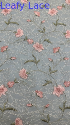 Fabrica de encaje de bordado de hojas Floral Elegante 100% de algodón para el vestido
