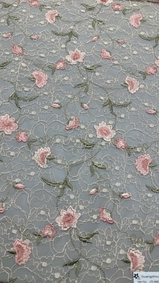 Tejido de encaje 100% de algodón de bordado Floral Elegante Tejido de bordado para vestido de fiesta