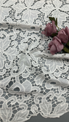 Tejido de encaje 3D Floral Elegante Bordado Tejido Laser Tech Fiesta de lujo Tejido de encaje