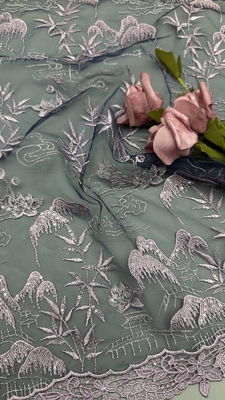 100% de algodón bordado con tejido de encaje estilo floral respirable y elegante tejido bordado