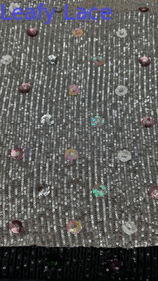 Tejido de encaje bordado de hojas de lujo 3D Floral Elegante Tejido de bordado de boda