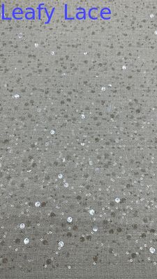 Hermoso tejido de encaje Sequin Brillante Tejido de encaje bordado Hoja de alta calidad