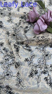 Embroidery Tejido de encaje bordado de noche de hojas de lujo Tejido de boda de ocasión