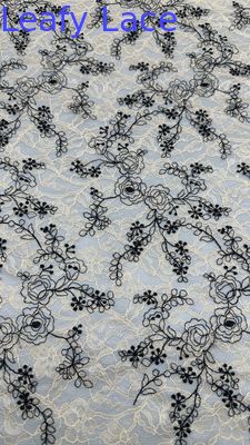 Embroidery Tejido de encaje bordado de noche de hojas de lujo Tejido de boda de ocasión