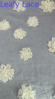 Tejido de malla de túle de hojas Tejido de encaje bordado Tejido de respiración floral Tejido de hojas para disfraces
