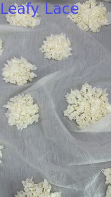 Tejido de malla de túle de hojas Tejido de encaje bordado Tejido de respiración floral Tejido de hojas para disfraces