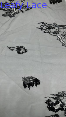 Tejido de malla de túle elegante ligero para vestidos de novia Tejido de encaje bordado