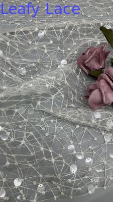 Tejido de bordado de lentejuelas de crochet brillante Tejido de encaje de noche Tejido de ocasión