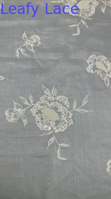 Tejido de malla de túle floral 3D Tejido de malla de encaje de seda de hojas