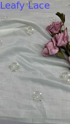 Tejido de malla de túle de hoja de encaje Tejido de lentejuela metálica Nueva colección para prendas de vestir Diseño de vestimenta de noche