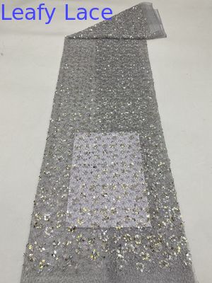 Tela de encaje floral metálico con hojas bordadas para confección de vestidos de novia, tela brillante