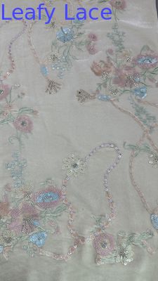 Cultura oriental Sequin de hojas de encaje floral Tejido para hacer vestidos Vestidos de cena Tejido brillante