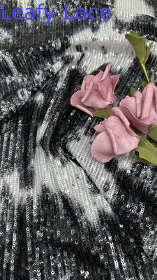 Sequin negro y blanco con tela bordada Elegante para la temporada AW para la fiesta de damas
