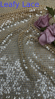 Tela de lentejuelas brillantes y brillantes, tela bordada a cuadros para la nueva colección de vestidos