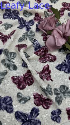Tela bordada con lentejuelas de mariposa, encaje de malla, nuevas colecciones para prendas, vestidos, diseño de moda