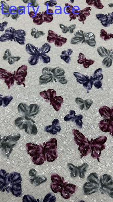 Tela bordada con lentejuelas de mariposa, encaje de malla, nuevas colecciones para prendas, vestidos, diseño de moda