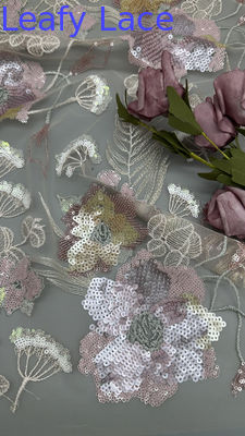 Nueva Colección Tela Bordada con Lentejuelas Malla Floral para Prendas de Vestir Vestidos Diseño de Moda