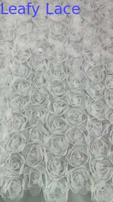 Blanco rosa malla francesa Chantilly encaje Tejido respira y elegante blanco para prendas de vestir vestidos de novia