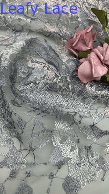Encaje de tul francés con malla de encaje bordado metálico para ropa formal y de noche inspirada en la alta costura