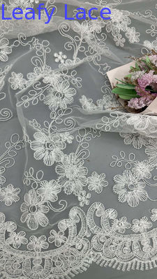 Encaje floral bordado en 3D con textura artística multicapa de malla para vestidos de noche llamativos