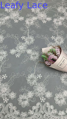 Encaje floral bordado en 3D con textura artística multicapa de malla para vestidos de noche llamativos