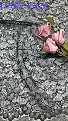 Tela de encaje bordado negro con patrones de distrito, nueva colección para vestidos de fiesta y boda, ropa