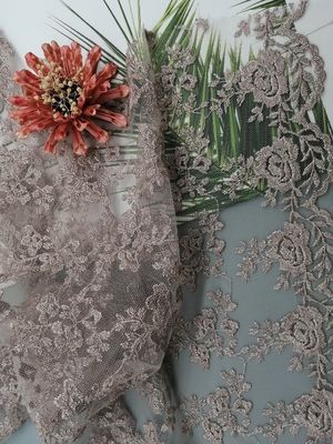 Rosa 3D Tulle suave floral Mesh Fabric de 49 pulgadas