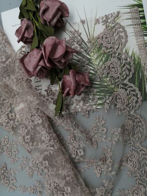 Rosa 3D Tulle suave floral Mesh Fabric de 49 pulgadas