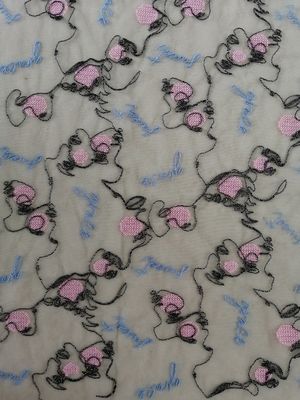 Tulle bordada coloreada multi Mesh Fabric With Letters
