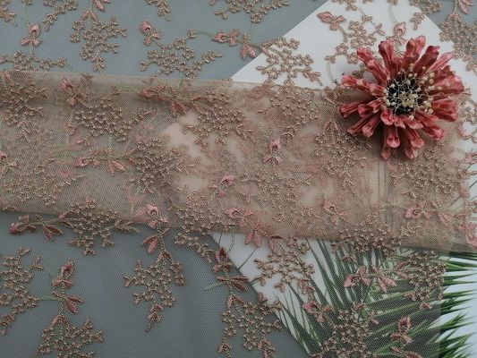 Pequeña Tulle floral Mesh Colored Embroidered Lace Fabric por la yarda
