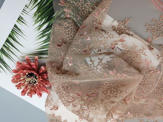 Pequeña Tulle floral Mesh Colored Embroidered Lace Fabric por la yarda